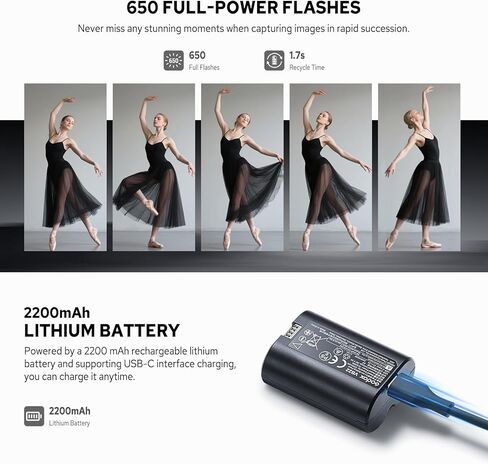Flash Godox V480-S Flash لـ Sony ، GN50 High Output ، التحكم في الشاشة ، شحن USB-C ، وقت إعادة التدوير السريع 1.7S ، 650 وميض كامل القوة ، 2.4G X Wireless 1/8000S HSS TTL Flash Speedlite in Saudi Arabia