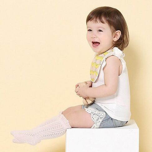 Actlati Baby Girls Knee High Socks Hollow Out Out anti-skid knitting جوارب مناسبة لمدة 0-2 سنوات الأطفال الصغار in Kuwait