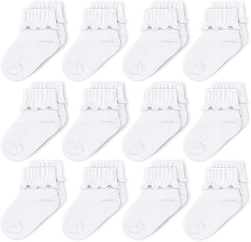 CozyWay Baby Ruffle Socks Baby Girl Turn Cuff Ankle Comfy Cotton Socks Infant - 12 Pack in Saudi Arabia