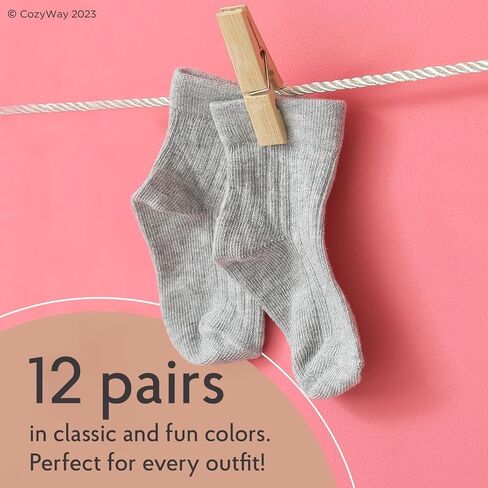 CozyWay Baby Ruffle Socks Baby Girl Turn Cuff Ankle Comfy Cotton Socks Infant - 12 Pack in Saudi Arabia