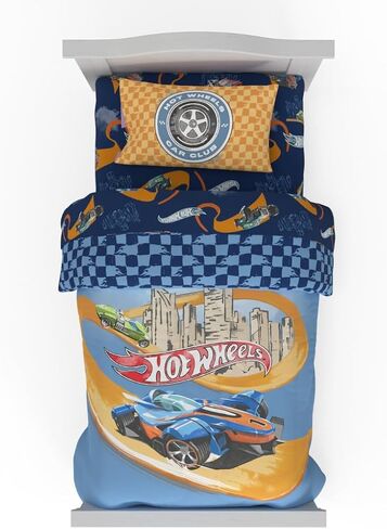 مجموعة السرير الصغار 4 قطعة من Franco Hot Wheels Track 4 قطعة - Super Super & Dozy Microfiber و Sheets (منتج مرخص رسميًا) in Kuwait
