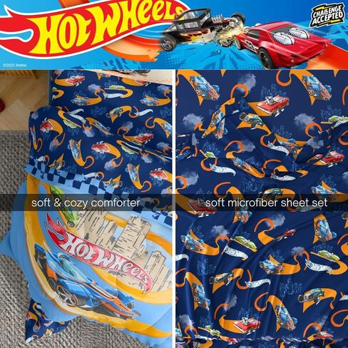 مجموعة السرير الصغار 4 قطعة من Franco Hot Wheels Track 4 قطعة - Super Super & Dozy Microfiber و Sheets (منتج مرخص رسميًا) in Kuwait