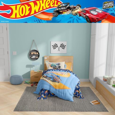 مجموعة السرير الصغار 4 قطعة من Franco Hot Wheels Track 4 قطعة - Super Super & Dozy Microfiber و Sheets (منتج مرخص رسميًا) in Kuwait
