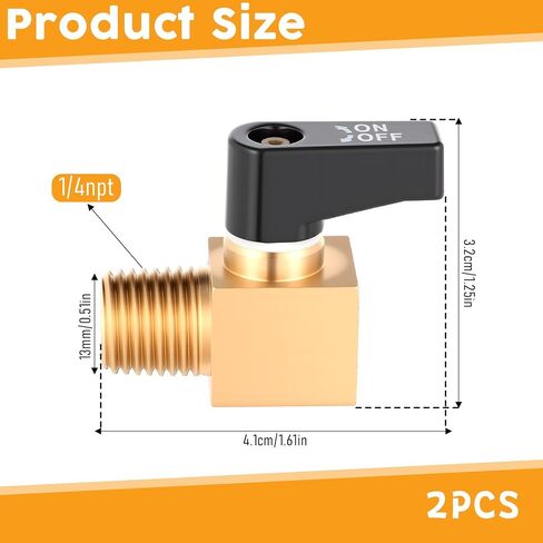 2 Pcs Brass Drain Cock Ball Valve, Air Compressor Valve 1/4" NPT Male Metal Ball Type Air Tank Drain Valves Air-compressor Replacement Accessories in Saudi Arabia