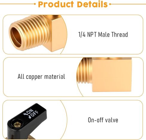 2 Pcs Brass Drain Cock Ball Valve, Air Compressor Valve 1/4" NPT Male Metal Ball Type Air Tank Drain Valves Air-compressor Replacement Accessories in Saudi Arabia