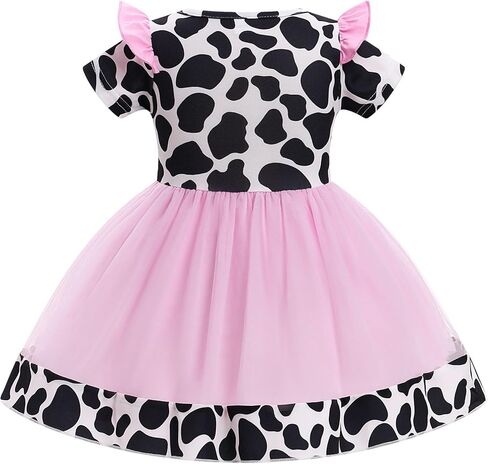 ODASDO Baby Girls Strawberry Bee Cow Birthday Cake Smash Outfit Short Sleeve Dress with Bowknot Headband Set in Saudi Arabia