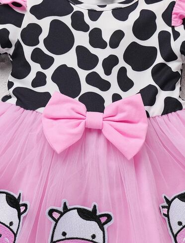 ODASDO Baby Girls Strawberry Bee Cow Birthday Cake Smash Outfit Short Sleeve Dress with Bowknot Headband Set in Saudi Arabia