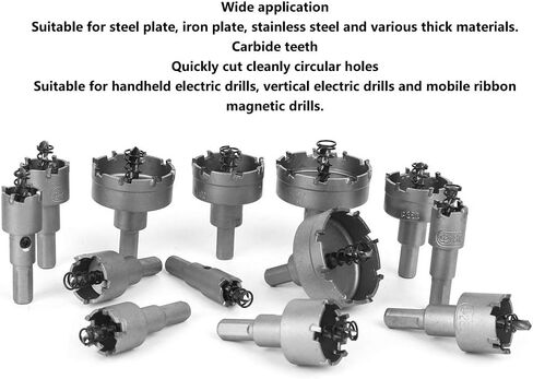 13PCs Carbide Tip Drill Bit Hole Saw Set High Precision Metal Cutting Tools for Steel Plate Iron Plate Stainless Steel Handheld Electric Drills Vertical Electric Drills Mobile in Saudi Arabia