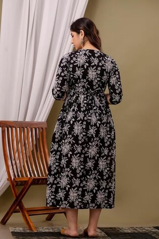 Women's Cotton Floral Printed Maternity Feeding Kurti with Zipper Maternity Gown for Women in Saudi Arabia