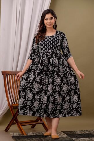 Women's Cotton Floral Printed Maternity Feeding Kurti with Zipper Maternity Gown for Women in Saudi Arabia