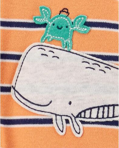Carter's Baby Boys' 1 Piece Cotton Footed Sleepers Months Orange Whale/Stripes in Saudi Arabia