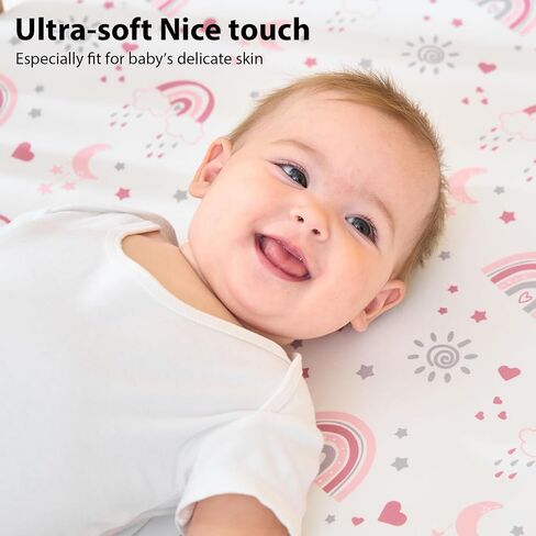 Bassinet Sheets Girl 33"x20" Compatible with Baby Delight,Newton,Dream On Me,Angelbliss,Maxi Cosi,Airclub,Harppa,Ezebaby Bedside Rectangle Bassinet Mattress, Soft Stretchy Microfiber in Saudi Arabia
