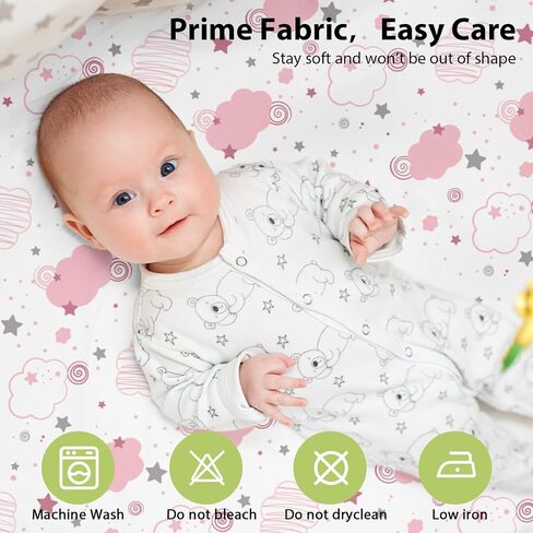 Bassinet Sheets Girl 33"x20" Compatible with Baby Delight,Newton,Dream On Me,Angelbliss,Maxi Cosi,Airclub,Harppa,Ezebaby Bedside Rectangle Bassinet Mattress, Soft Stretchy Microfiber in Saudi Arabia