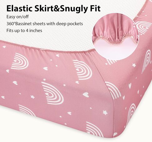 Bassinet Sheets Girl 33"x20" Compatible with Baby Delight,Newton,Dream On Me,Angelbliss,Maxi Cosi,Airclub,Harppa,Ezebaby Bedside Rectangle Bassinet Mattress, Soft Stretchy Microfiber in Saudi Arabia