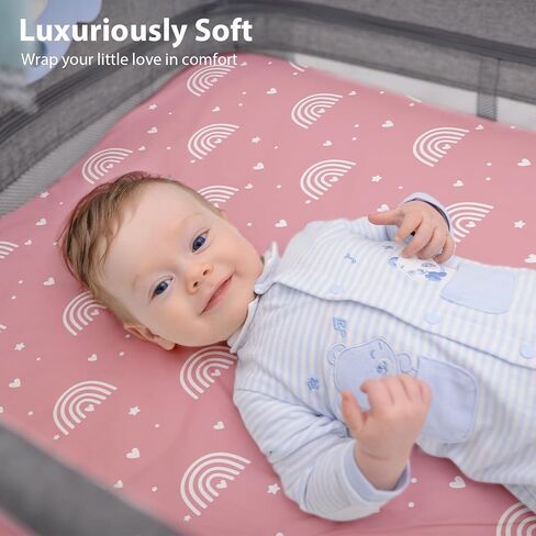 Bassinet Sheets Girl 33"x20" Compatible with Baby Delight,Newton,Dream On Me,Angelbliss,Maxi Cosi,Airclub,Harppa,Ezebaby Bedside Rectangle Bassinet Mattress, Soft Stretchy Microfiber in Saudi Arabia