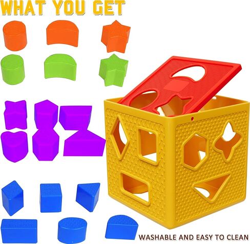 ألعاب التعلم الصغيرة لخزف الصغار - 19 PCS Classic Kids Toys Colls للأطفال الصغار 1-3 ، والتعرف على الألوان ، والفرز والمطابقة مكعب النشاط لألعاب الأطفال in Kuwait