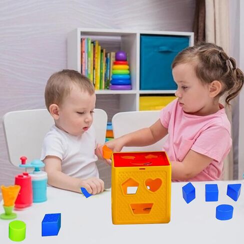 ألعاب التعلم الصغيرة لخزف الصغار - 19 PCS Classic Kids Toys Colls للأطفال الصغار 1-3 ، والتعرف على الألوان ، والفرز والمطابقة مكعب النشاط لألعاب الأطفال in Kuwait