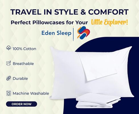 Toddler Travel Pillow Cases 12x16, Pack of 2 Zipper Closure Pillow Cover 100% Cotton Small Pillowcase, 500 Thread Count Nersury Pillowcase for Kids 12x16 inch, Light Blue in Saudi Arabia