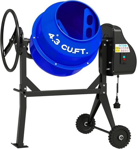 خلاط الخرسانة الكهربائية ، 4.3 قدم مكعب ، 3/5hp. آلة خلاط خرسانة محمولة 450 واط مع حامل وعجلات للجص ، الهاون ، البذور ، الأزرق in Kuwait
