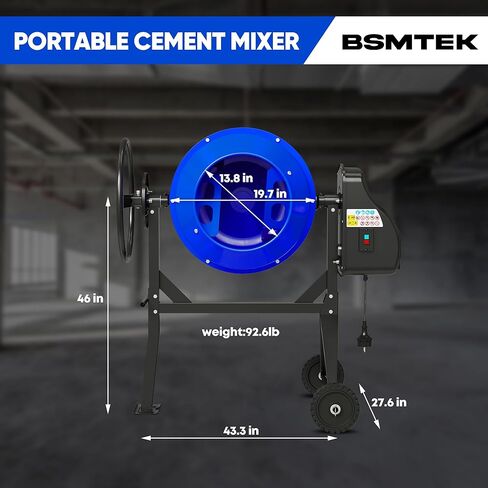 خلاط الخرسانة الكهربائية ، 4.3 قدم مكعب ، 3/5hp. آلة خلاط خرسانة محمولة 450 واط مع حامل وعجلات للجص ، الهاون ، البذور ، الأزرق in Kuwait