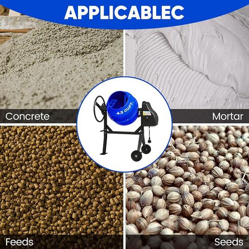خلاط الخرسانة الكهربائية ، 4.3 قدم مكعب ، 3/5hp. آلة خلاط خرسانة محمولة 450 واط مع حامل وعجلات للجص ، الهاون ، البذور ، الأزرق in Kuwait