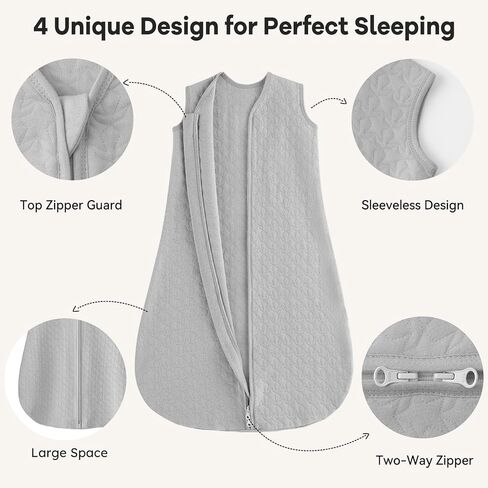 كيس نوم الطفل 18-24 شهرًا 1.0 TOG Baby BLANDLANT COTTON SLEAIN SACK كيس نوم مبطن مع سحاب ثنائي الاتجاه لطفل صغير أخضر in Kuwait