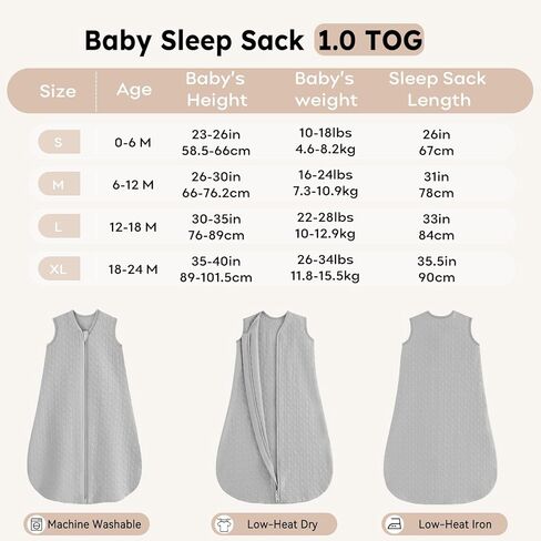 كيس نوم الطفل 18-24 شهرًا 1.0 TOG Baby BLANDLANT COTTON SLEAIN SACK كيس نوم مبطن مع سحاب ثنائي الاتجاه لطفل صغير أخضر in Kuwait