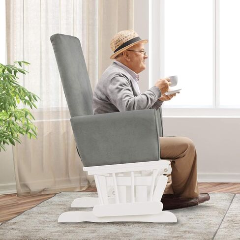 مجموعة Costzon Glider و Ottomon ، وأثاث حضانة Wood Baby Rocker لـ Napping Reading Pursing ، وكرسي حضانة Rocking Rocking القابل للتنظيف مع وسادة قابلة للفصل (رمادي فاتح) in Saudi Arabia