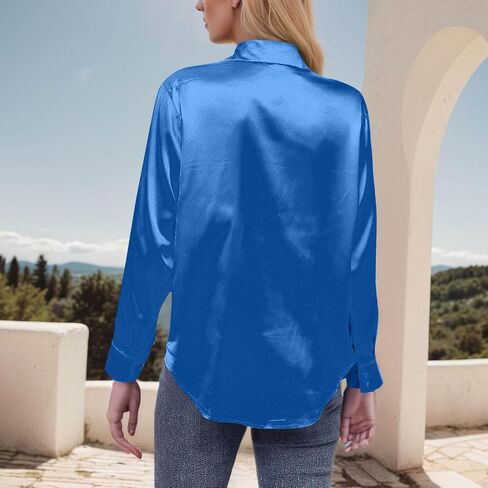 Satin Blouses for Women Silk Button Down Shirts Long Sleeve Business Casual Tops Work Dressy Fall Clothes Outfits in Saudi Arabia