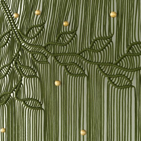 Macrame Valance Curtain 31.5x28.7inch Farmhouse Boho Stertains Green Leaf Leaf Leaf Macramé Stain Curtain Wooden Macrame Wall Hanging Wall in Saudi Arabia