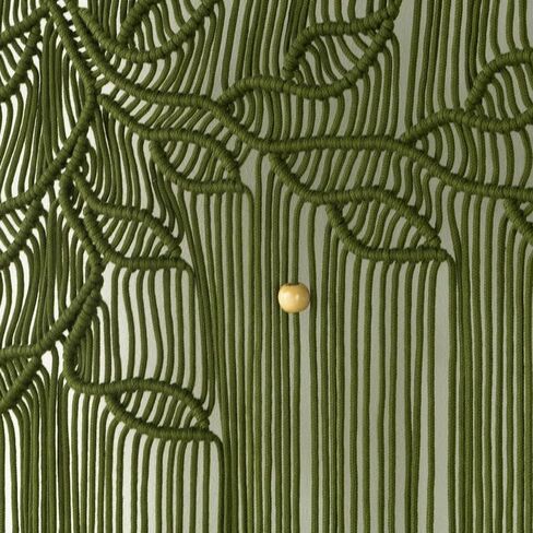 Macrame Valance Curtain 31.5x28.7inch Farmhouse Boho Stertains Green Leaf Leaf Leaf Macramé Stain Curtain Wooden Macrame Wall Hanging Wall in Saudi Arabia