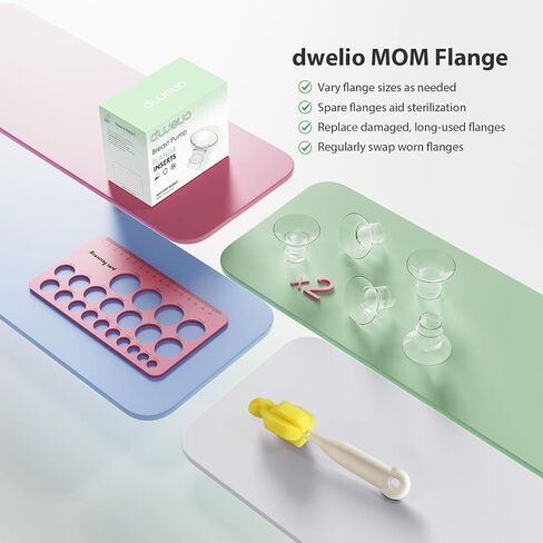 Flange Sizing Kit with 10PCS Silicone Flange Inserts 13/15/17/19/21mm & Nipple Measurement Tool & Cleaning Brush, Breast Pump Flange Insert Kit for 24mm Most Pumps, Breastfeeding Essentials in Saudi Arabia