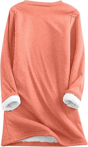 لا ، أنا لست باردًا لي صوف سفن للنساء الشتاء دافئ Sherpa مبطن Crewneck Pullover Loungewear Tops in Kuwait