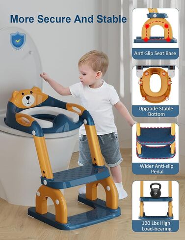 Potty Training Seat with Step Stool Ladder, Potty Training Toilet Seat with Soft Seat Splash Guard, Adjustable Height, 2 in 1 Potty Seats for Toddlers Kids Boys Girls in Kuwait