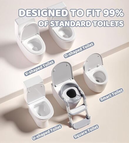 2-in-1 Toddler Potty Training Toilet Seat with Step Stool Ladder – Adjustable Height Potty Chair Urinal for Baby Boys Girls Age 1-3, Foldable Training Potty with Splash Guard & Anti-Slip Feet, Grey in Saudi Arabia