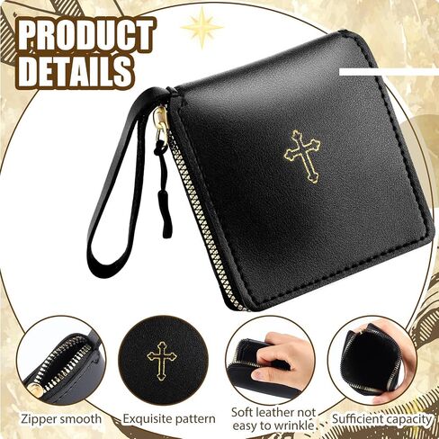 Huhumy 2 PCS Leather Compleion محفظة لـ Pyx مع حاوية الذهب اللاتينية الصليب الكاثوليكي منغم القضية منغم حقيبة Pyx للكهنة بالتواصل الشمامسة الهدية المقدسة القربان in Saudi Arabia