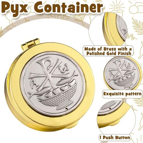 Huhumy 2 PCS Leather Compleion محفظة لـ Pyx مع حاوية الذهب اللاتينية الصليب الكاثوليكي منغم القضية منغم حقيبة Pyx للكهنة بالتواصل الشمامسة الهدية المقدسة القربان in Saudi Arabia