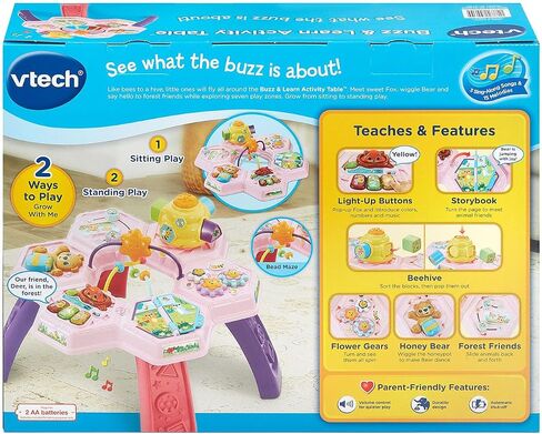Vtech Buzz وتعلم طاولة النشاط مع سبع مناطق لعب تفاعلية ، وردي in Kuwait