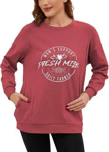 Liu & qu Women Women Women Expensing Sweatshirts من أجل الرضاعة الطبيعية السوستة المخفية قمم السحب على أمومة سترات الأمومة in Kuwait
