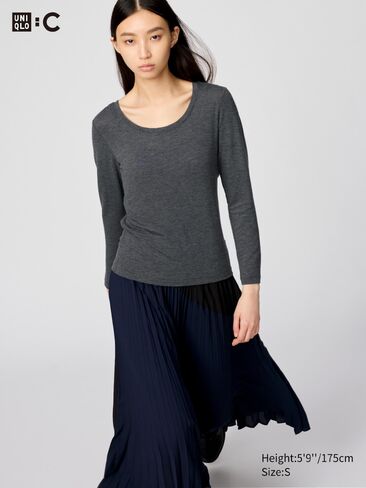 Uniqlo HEATTECH Extra Warm Cashmere Blend T-Shirt | Scoop Neck in Kuwait