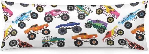 Body Pillow Cover with Zipper Cartoon Car Long Pillow Cases for Body Pillows Rectangle Soft Large Body Pillow Case for Home Bedding Couch Sofa 20"x54" Monster Truck Room Decor for Boys in Kuwait