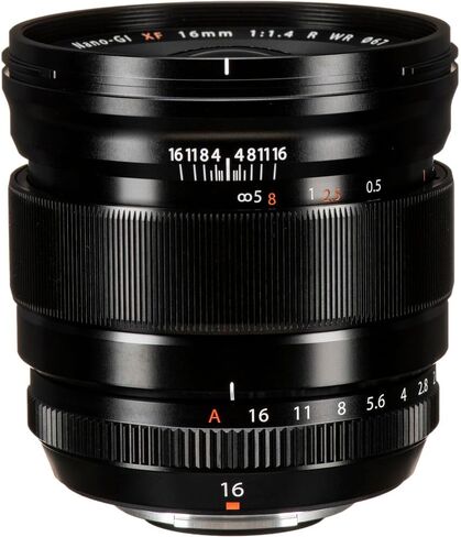 FUJIFILM XF 16mm f/1.4 R WR Lens Bundle with 4.5 inch Lens Case + 32GB Memory Card + 67mm 3 Piece Filter Kit + Cap Keeper + More in Saudi Arabia