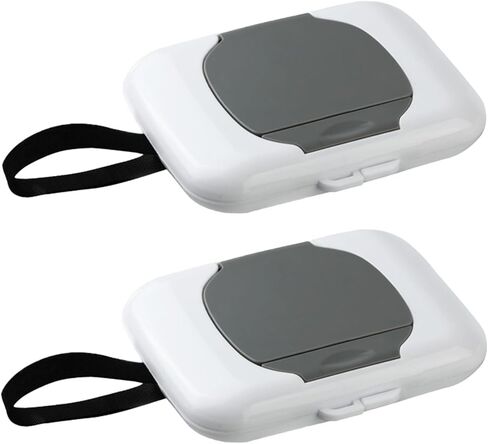 PANDAEAR ​​2 PACK PORTABLE PORTIBLE DOFESER | قضية مسح مبللة قابلة لإعادة التعبئة مع غطاء آمن وحزام حمل للسفر وحقيبة الحفاضات والسيارات والحضانة in Saudi Arabia