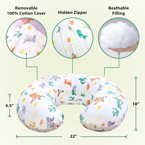 Nursing Pillow, Breast Feeding Pillows for Women, Removable Cotton Cover with Breathable Firm Fill, Baby Feeding Pillow for 0-12 Months, Breastfeeding Pillows, Machine Washable in Saudi Arabia