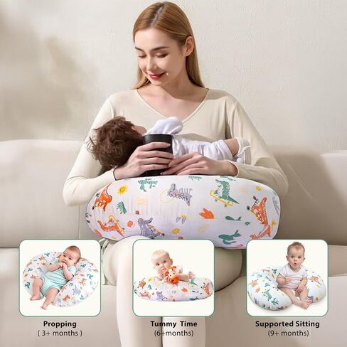 Nursing Pillow, Breast Feeding Pillows for Women, Removable Cotton Cover with Breathable Firm Fill, Baby Feeding Pillow for 0-12 Months, Breastfeeding Pillows, Machine Washable in Saudi Arabia