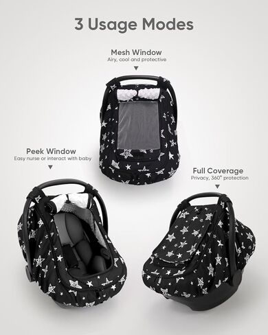 Car Seat Cover Baby Girls, Infant Car Seat Canopy Outdoor, 2 Layers with Mesh and Sun Shade Window for Summer Winter, Easy Access Carseat Covers Snug Fit Baby Stroller - Pink Floral in Kuwait