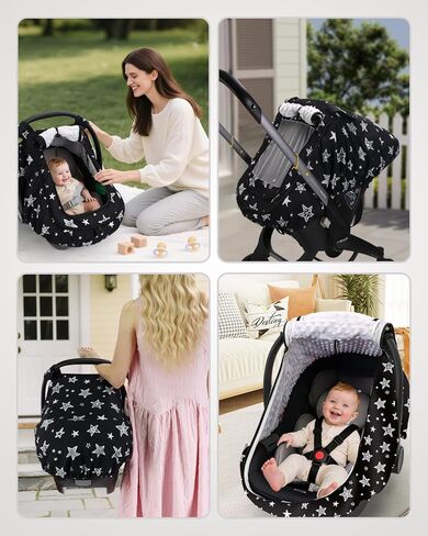 Car Seat Cover Baby Girls, Infant Car Seat Canopy Outdoor, 2 Layers with Mesh and Sun Shade Window for Summer Winter, Easy Access Carseat Covers Snug Fit Baby Stroller - Pink Floral in Kuwait