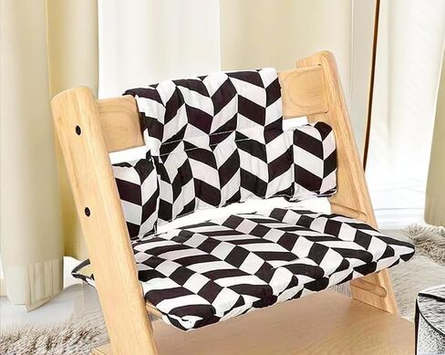High Chair Cushion for Stokke, Geometric Black and White Cushion Compatible with Tripp Trapp Chair, Machine Washable Cotton in Saudi Arabia