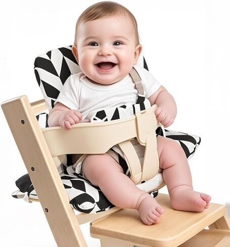 High Chair Cushion for Stokke, Geometric Black and White Cushion Compatible with Tripp Trapp Chair, Machine Washable Cotton in Saudi Arabia