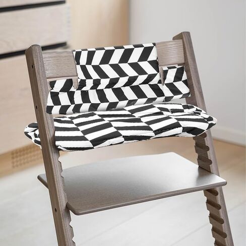 High Chair Cushion for Stokke, Geometric Black and White Cushion Compatible with Tripp Trapp Chair, Machine Washable Cotton in Saudi Arabia
